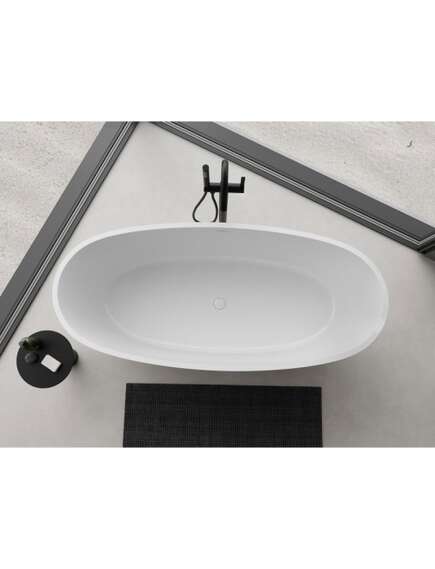 Mexen Torino wanna wolnostojąca z konglomeratu 155 x 78 cm, biała połysk - 57271557810, изображение 4