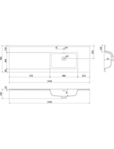 Mexen Otis umywalka wpuszczana w blat prawa 141 x 46,5 cm, biała mat - 25181401P, 3 image