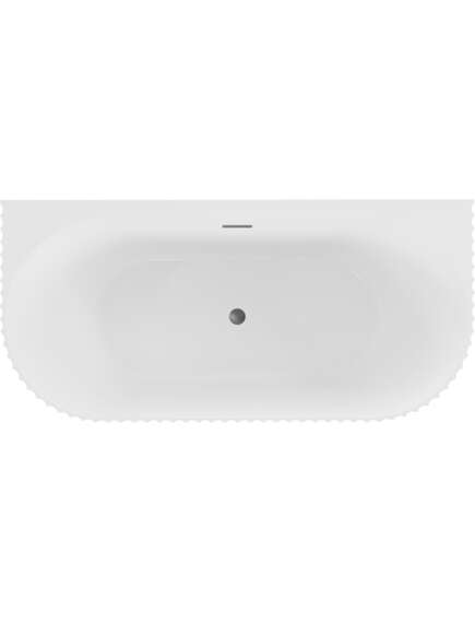 Mexen Sella wanna wolnostojąca przyścienna ryflowana 150 x 75 cm, biała połysk, przelew gun metal - 52711507500-95, 2 image