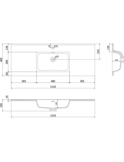 Mexen Otis umywalka wpuszczana w blat 121 x 46,5 cm, czarna mat - 25181271, 3 image