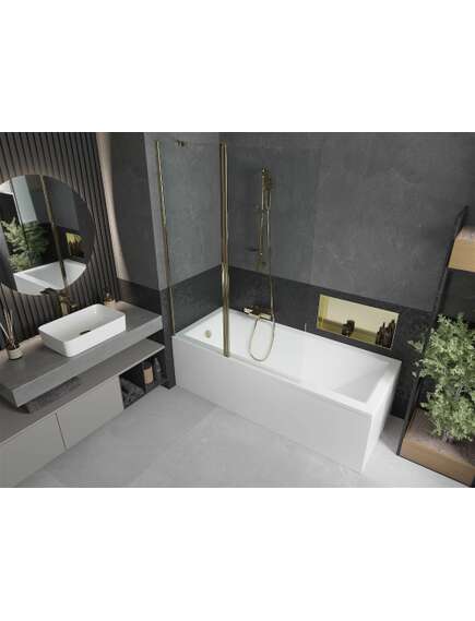 Mexen Flip parawan nawannowy 1-skrzydłowy 120 x 150 cm, transparent, złoty - 894-120-101-50-00, изображение 4