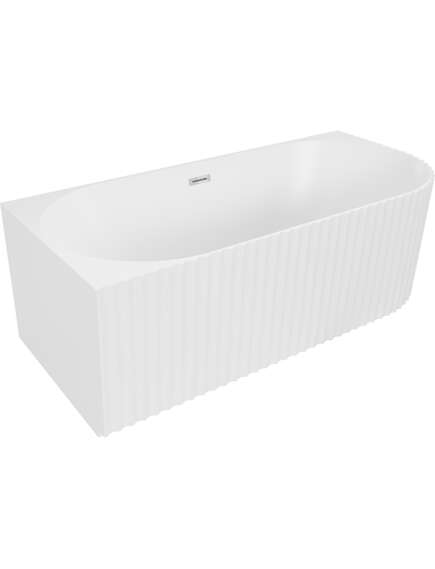 Mexen Gia wanna wolnostojąca narożna ryflowana lewa 150 x 75 cm, biała mat, przelew chrom - 52701507501L-01