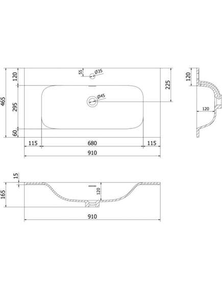 Mexen Vela umywalka wpuszczana w blat 91 x 46,5 cm, biała połysk - 25239000, 3 image