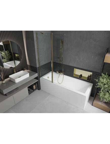 Mexen Flip parawan nawannowy 1-skrzydłowy 120 x 150 cm, transparent, złoty - 894-120-101-50-00, изображение 5