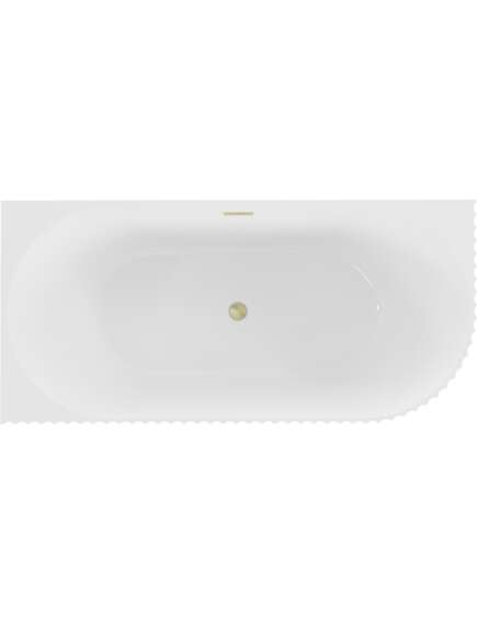 Mexen Gia wanna wolnostojąca narożna ryflowana lewa 170 x 80 cm, biała połysk, przelew złoty szczotkowany - 52701708000L-55, 2 image