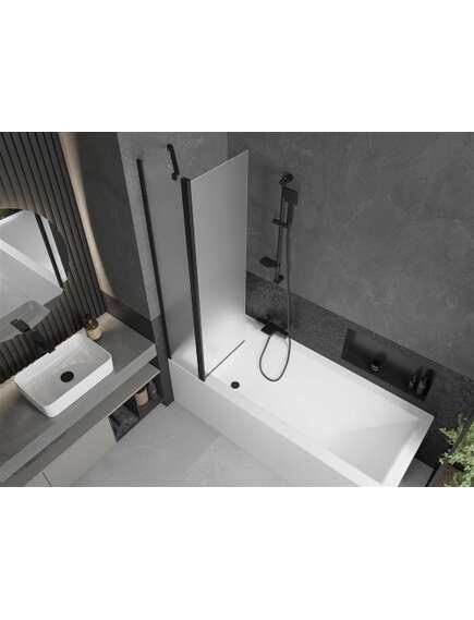 Mexen Flip parawan nawannowy 1-skrzydłowy 80 x 150 cm, szron, czarny - 894-080-101-70-30, 5 image