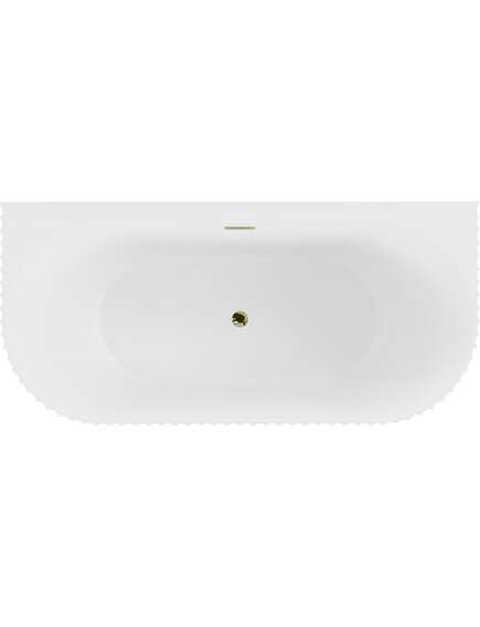 Mexen Sella wanna wolnostojąca przyścienna ryflowana 170 x 80 cm, biała mat, przelew złoty - 52711708001-50, 2 image