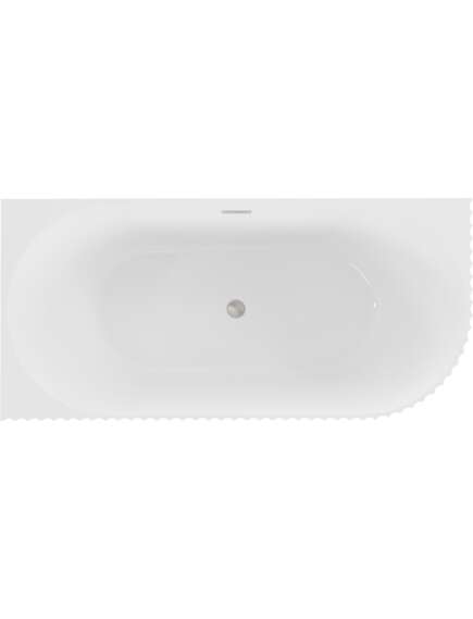 Mexen Gia wanna wolnostojąca narożna ryflowana lewa 150 x 75 cm, biała połysk, przelew nikiel szczotkowany - 52701507500L-97, 2 image