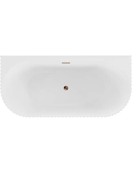 Mexen Sella wanna wolnostojąca przyścienna ryflowana 150 x 75 cm, biała połysk, przelew różowe złoto - 52711507500-60, изображение 2