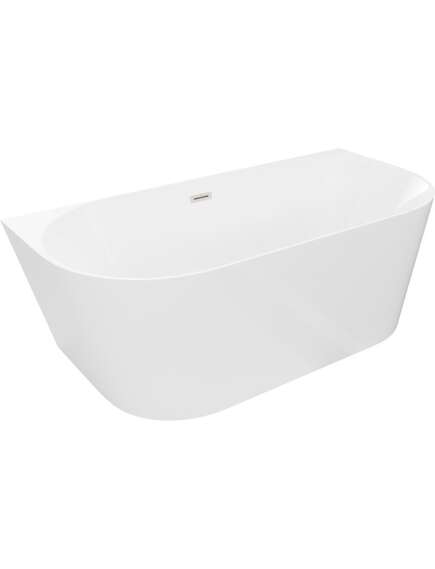 Mexen Oval Slim wanna wolnostojąca przyścienna 170 x 80 cm, biała, przelew nikiel szczotkowany - 52661708000-97