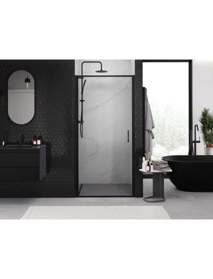 Mexen Exo drzwi prysznicowe uchylne 85 cm, transparent, czarne - 817-085-000-70-00, 2 image