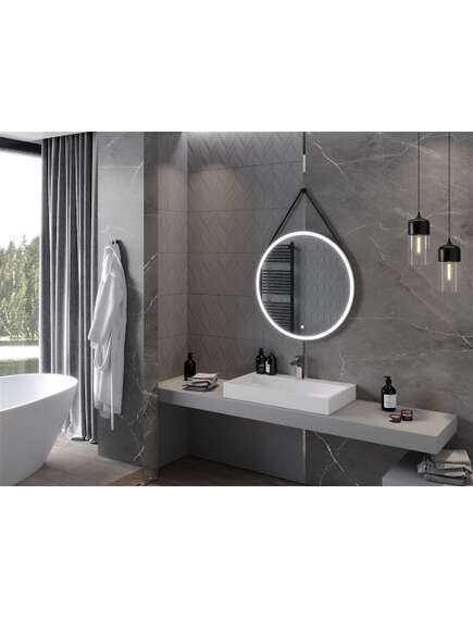 Mexen Reni lustro łazienkowe podświetlane, okragłes 80 cm, LED 6000K, antypara, rama czarna - 9812-080-080-611-70, 3 image