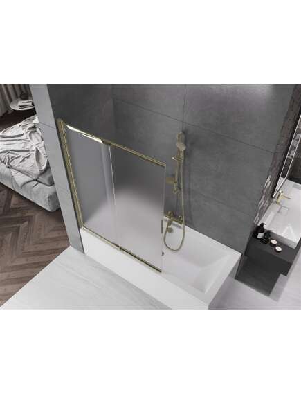 Mexen Fox parawan nawannowy 2-skrzydłowy przesuwny 120 x 150 cm, szron, złoty - 891-120-002-50-30, изображение 5