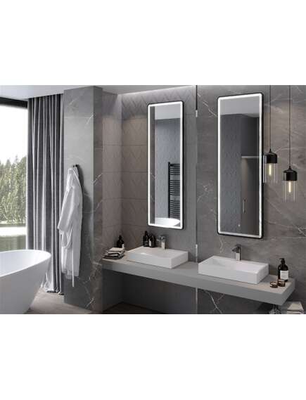 Mexen Coro lustro łazienkowe podświetlane 50 x 150 cm, LED 6000K, antypara, czarna rama - 9817-050-150-611-70, 3 image