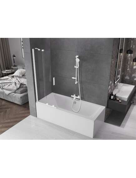 Mexen Velar parawan nawannowy 2-skrzydłowy przesuwny 75 x 150 cm, transparent, biały - 896-075-000-01-20, изображение 2