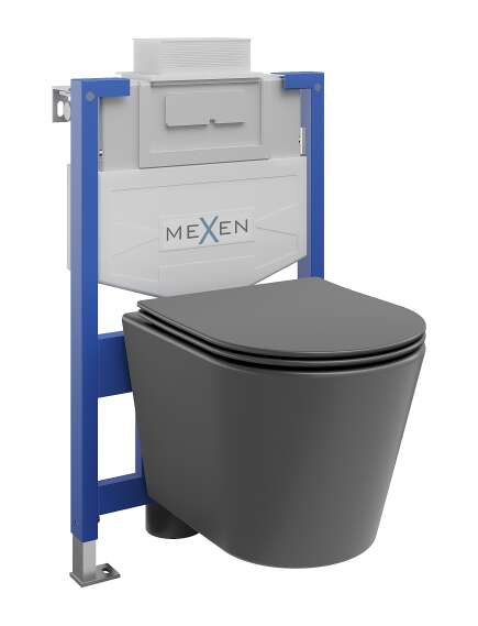 Mexen zestaw podtynkowy WC stelaż Fenix XS-U z miską WC Rico i deską wolnoopadającą, szary ciemny mat - 68530724071