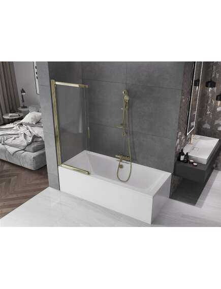 Mexen Fox parawan nawannowy 2-skrzydłowy przesuwny 120 x 150 cm, transparent, złoty - 891-120-002-50-00, 3 image