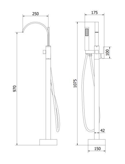 Mexen Veda wolnostojąca bateria wannowa, czarna - 75433-70, 5 image