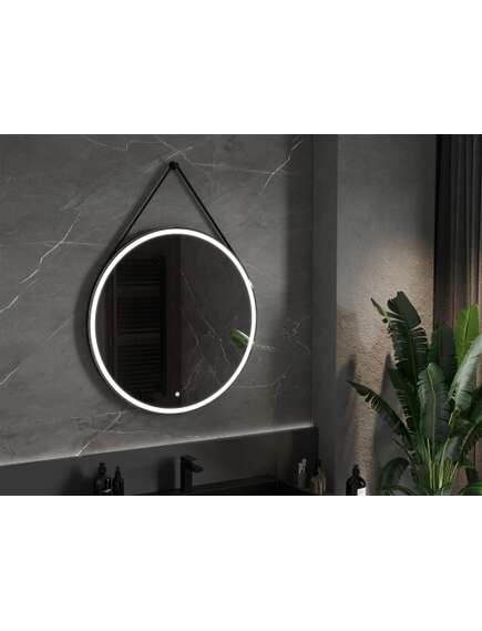 Mexen Reni lustro łazienkowe podświetlane, okrągłe 90 cm, LED 6000K, antypara, czarna rama - 9812-090-090-611-70, 2 image