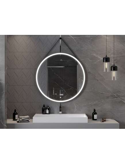 Mexen Reni lustro łazienkowe podświetlane, okrągłe 100 cm, LED 6000K, antypara, czarna rama - 9812-100-100-611-70, 4 image