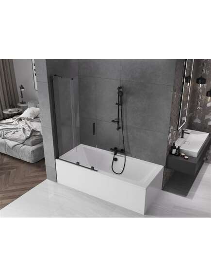 Mexen Velar parawan nawannowy 2-skrzydłowy przesuwny 95 x 150 cm, transparent, czarny - 896-095-000-01-70, изображение 2