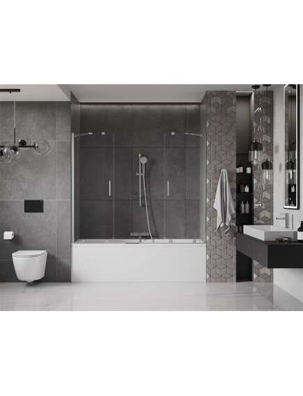 Mexen Velar Duo parawan nawannowy 2-skrzydłowy przesuwny 200 x 150 cm, transparent, chrom - 896-200-000-02-01, 3 image