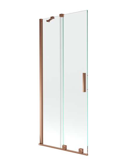 Mexen Velar parawan nawannowy 2-skrzydłowy przesuwny 85 x 150 cm, transparent, różowe złoto - 896-085-000-01-60