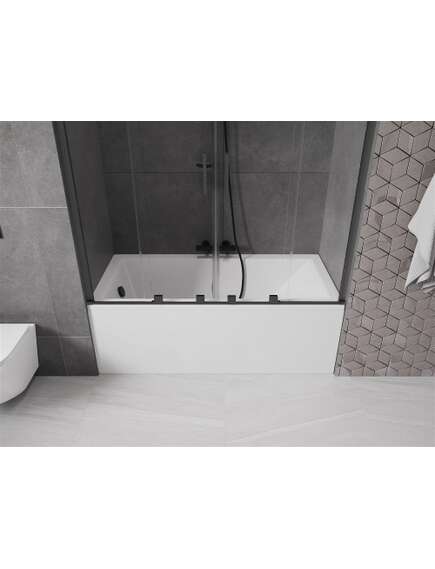 Mexen Velar Duo parawan nawannowy 2-skrzydłowy przesuwny 140 x 150 cm, transparent, czarny - 896-140-000-02-70, изображение 4