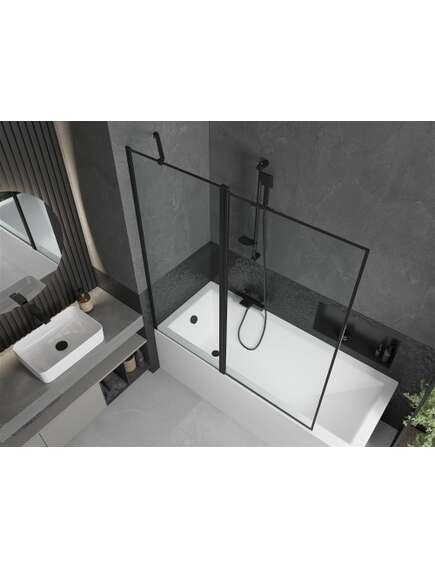 Mexen Flip parawan nawannowy 1-skrzydłowy 140 x 150 cm, czarny wzór, czarny - 894-140-101-70-70, изображение 5