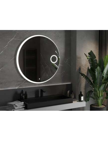 Mexen Ella lustro łazienkowe podświetlane z lusterkiem kosmetycznym, okrągłe 100 cm, LED 6000K, antypara - 9811-100-100-611-00, 2 image