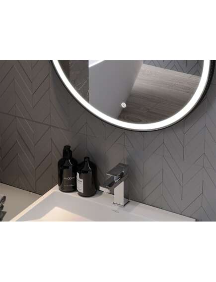 Mexen Reni lustro łazienkowe podświetlane, okrągłe 70 cm, LED 6000K, antypara, czarna rama - 9812-070-070-611-70, 5 image