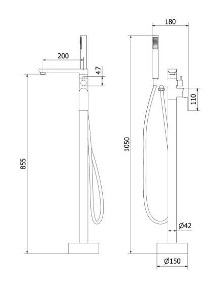 Mexen Leda wolnostojąca bateria wannowa, czarna - 75633-70, изображение 5