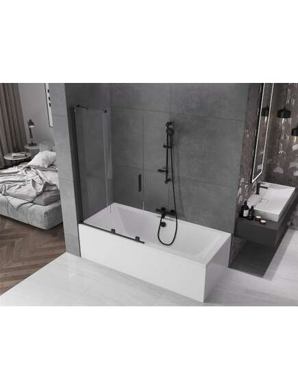 Mexen Velar parawan nawannowy 2-skrzydłowy przesuwny 100 x 150 cm, transparent, czarny - 896-100-000-01-70, изображение 2