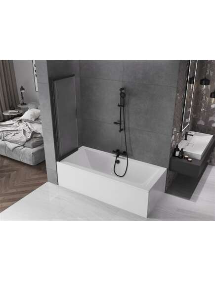 Mexen Fox parawan nawannowy 2-skrzydłowy przesuwny 100 x 150 cm, szron, czarny - 891-100-002-70-30, изображение 4