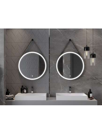 Mexen Reni lustro łazienkowe podświetlane, okrągłe 70 cm, LED 6000K, antypara, czarna rama - 9812-070-070-611-70, 4 image