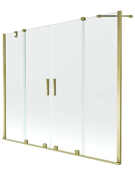 Mexen Velar Duo parawan nawannowy 2-skrzydłowy przesuwny 200 x 150 cm, transparent, złoty - 896-200-000-02-50