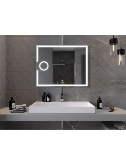 Mexen Onyx lustro łazienkowe podświetlane z lusterkiem kosmetycznym 100 x 80 cm, LED 6000K, antypara - 9813-100-080-611-00, 4 image