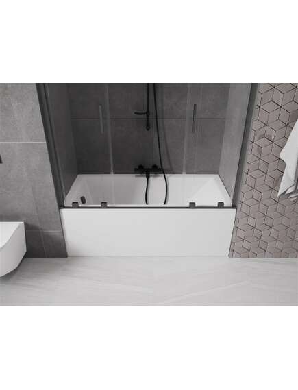 Mexen Velar Duo parawan nawannowy 2-skrzydłowy przesuwny 140 x 150 cm, transparent, czarny - 896-140-000-02-70, изображение 5