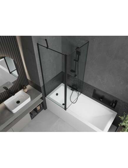 Mexen Flip parawan nawannowy 1-skrzydłowy 140 x 150 cm, czarny wzór, czarny - 894-140-101-70-70, изображение 4