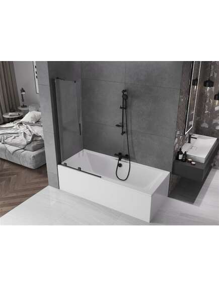 Mexen Velar parawan nawannowy 2-skrzydłowy przesuwny 95 x 150 cm, transparent, czarny - 896-095-000-01-70, изображение 3