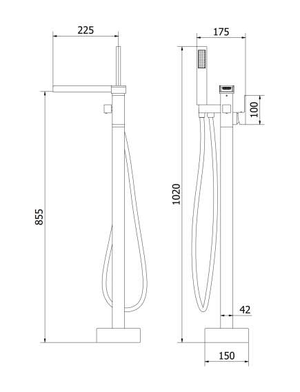 Mexen Algar wolnostojąca bateria wannowa, czarna - 75733-70, изображение 5