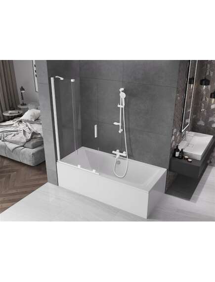 Mexen Velar parawan nawannowy 2-skrzydłowy przesuwny 90 x 150 cm, transparent, biały - 896-090-000-01-20, изображение 2