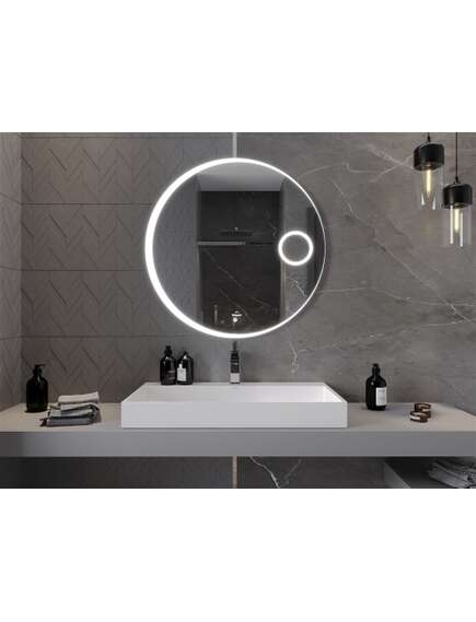 Mexen Ella lustro łazienkowe podświetlane z lusterkiem kosmetycznym, okrągłe 90 cm, LED 6000K, antypara - 9811-090-090-611-00, 4 image
