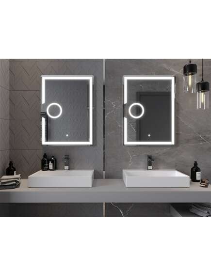 Mexen Onyx lustro łazienkowe podświetlane z lusterkiem kosmetycznym 60 x 80 cm, LED 6000K, antypara - 9813-060-080-611-00, 4 image