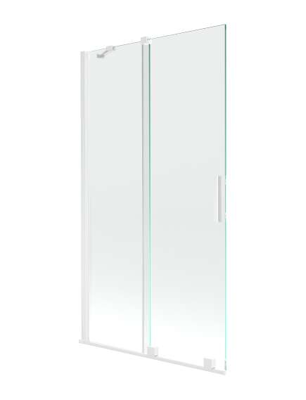 Mexen Velar parawan nawannowy 2-skrzydłowy przesuwny 100 x 150 cm, transparent, biały - 896-100-000-01-20