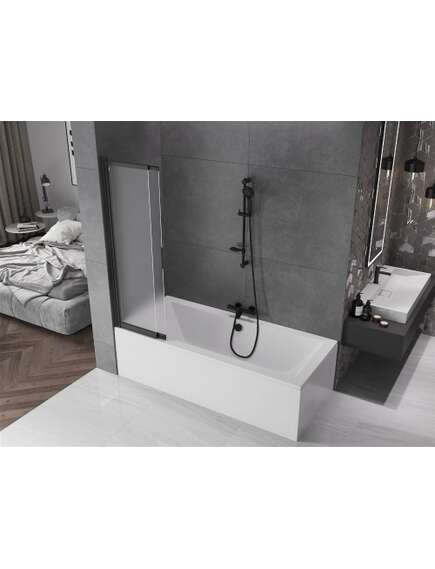 Mexen Fox parawan nawannowy 2-skrzydłowy przesuwny 85 x 150 cm, szron, czarny - 891-085-002-70-30, изображение 3