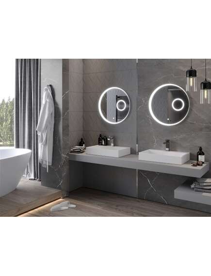 Mexen Ella lustro łazienkowe podświetlane z lusterkiem kosmetycznym, okragłe 60 cm, LED 6000K, antypara - 9811-060-060-611-00, 3 image