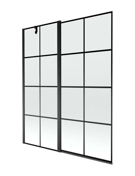 Mexen Flip parawan nawannowy 1-skrzydłowy 140 x 150 cm, czarny wzór, czarny - 894-140-101-70-77
