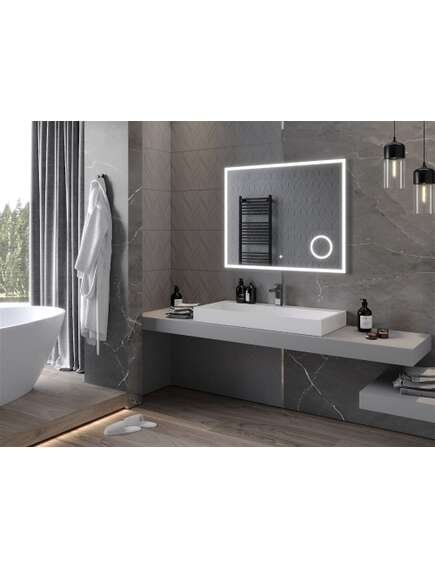 Mexen Kala lustro łazienkowe podświetlane z lusterkiem kosmetycznym 100 x 80 cm, LED 6000K, antypara - 9820-100-080-611-00, изображение 3