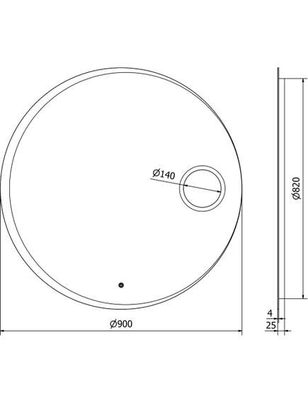 Mexen Ella lustro łazienkowe podświetlane z lusterkiem kosmetycznym, okrągłe 90 cm, LED 6000K, antypara - 9811-090-090-611-00, 5 image